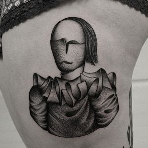 Hyper-realistic dotwork William Shakespeare tattoo by Oliver Whiting. #blackwork #dotwork #hyperrealistic #WilliamShakespeare #OliverWhiting
