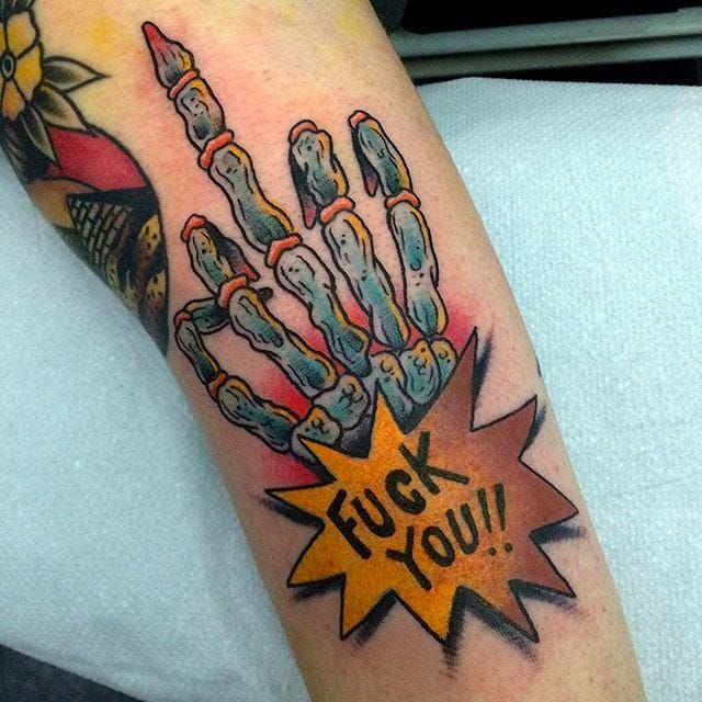 Tattoos by Tim Worthen  Mickey says Fuck You Fun mrflashmachine tattoo 
