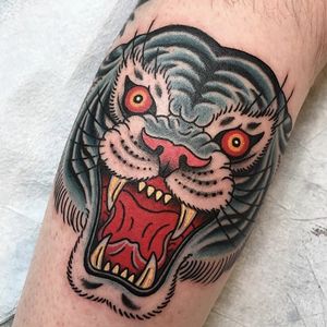 Traditional tiger by Death Cloak #DeathCloak #traditional #tiger #color #tattoooftheday