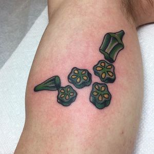 A sliced green pepper tattoo by Cori James #vegetabletattoo #peppertattoo #corijames