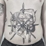 The Wheel torture tattoo by Vanpira #Vanpira #medievaltattoos #illustrative #linework #woodcut #etching #medieval #torture #thewheel #body #death