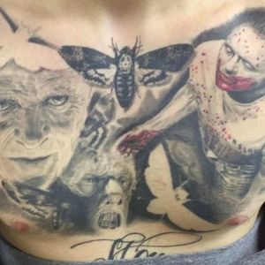 Silence of the Lambs chestpiece by Kareem Masarani (via IG -- kareemtattoo) #KareemMasarani #silenceofthelambs #silenceofthelambstattoo