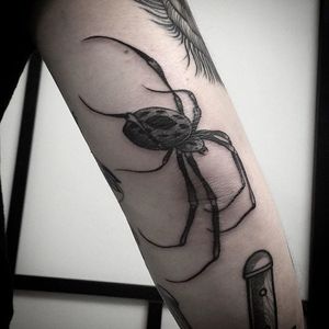 Spider Tattoo by Aru Tattoo #spider #insect #bug #blackworkinsect #blackinsect #creatures #Aru #AruTattoo