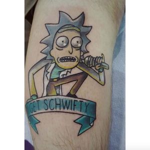 Gettin SCHWIFTY! (via IG - mgrey.tattoo) #RickAndMorty #AdultSwim #rickandmortytattoo