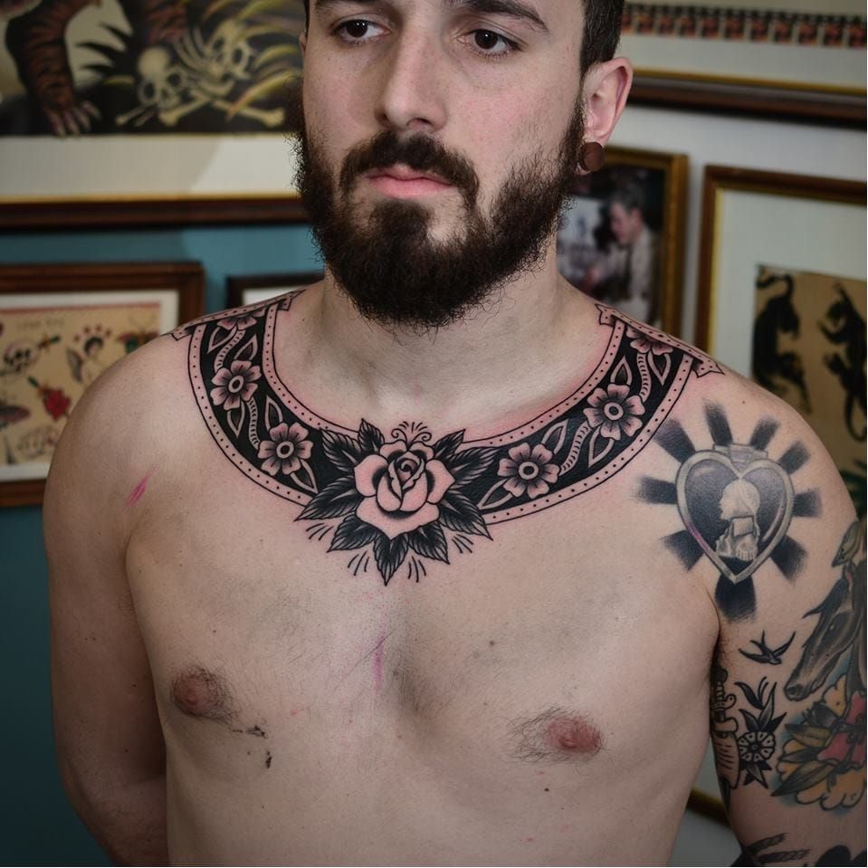 10 Fancy Traditional Collar Tattoos  Collar bone tattoo Collar tattoo  Bone tattoos
