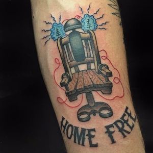 Electric Chair Tattoo by Mike Grant #electricchair #chair #execution #MikeGrant