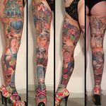 An entire entire leg sleeve devoted to Beauty and the Beast by Flage (IG—flage_). #BeautyandtheBeast #Disney #Flage #legsleeve