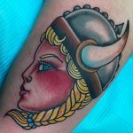 Viking Girl tattoo by Billy White. Photo: @billywhitetattoos #viking #vikingtattoo #billywhite