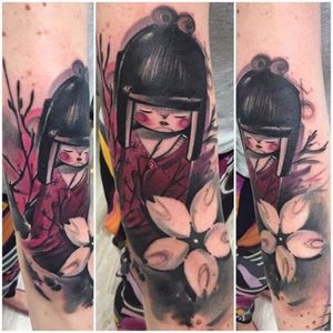 Stunning geisha tattoo. Tattoo by Bam Bam #BamBam #freestyle #painting #brushstroke #watercolor #geisha