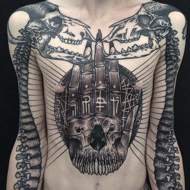 ghost skull chest tattoo design  EntertainmentMesh