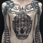 Bones Tattoo by Dmitriy Divin #bones #skeleton #skeletontattoo #blackwork #blackworktattoo #blackworktattoos #blackink #blacktattoos #russiantattoos #DmitriyDivin