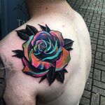 Rose tattoo by Little Andy #rose #rosetattoo #rosetattoos #abstractrose #contemporaryrose #surrealrose #surrealtattoo #moderntattoo #AndrewMarsh #LittleAndy