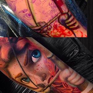 Beautiful execution of this colored tattoo of Merida, from Disney Pixar's Brave. Tattoo by Emersson Pabon. #emerssonpabon #merida #brave #disney #pixar