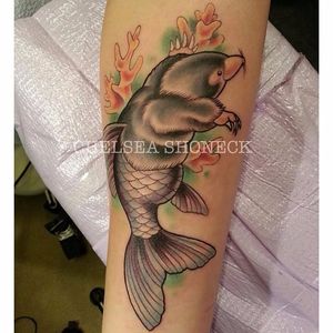Molefish Tattoo by Chelsea Shoneck #aquaticanimal #aquaticanimaltattoo #animaltattoo #seacreature #creativetattoos #neotraditional #neotraditionalartist #ChelseaShoneck