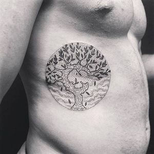 Tree tattoo by Guga Scharf #treetattoo #dotwork #GugaScharf #linework