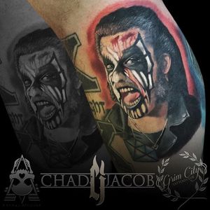 King Diamond Portrait Tattoo by Chad Jacob #KingDiamond #HeavyMetal #HeavyMetalTattoos #MusicTattoos #Portrait #ChadJacob