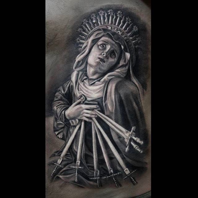 Lady of Sorrows sleeve tattoo design by scragpie  Escritas para tatuagem  Tatuagem Tatuagem arte