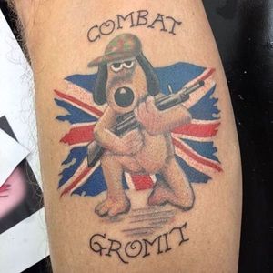 Combat Gromit! (via IG -- piercedupbristol) #wallaceandgromt #wallaceandgromittattoo