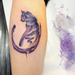Brushstroke watercolor cat tattoo by Sandro Stagnitta. #sketch #watercolor #SandroStagnitta #cat #brushstroke
