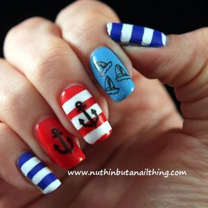Nautical Nail Tattoo Art by Nuthin but a nail thing #NailTattoo #Anchor #Nautical #NailArt #NailTattoos #tattoofashion