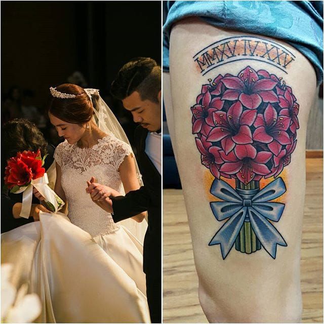 Wedding bouquet tattoo  Joanna  Wood n Needle Derby UK  rtattoos