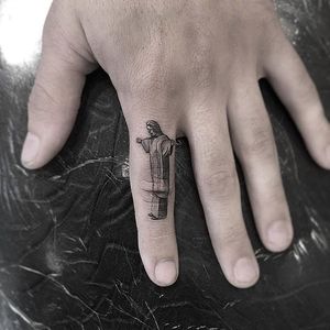 Fine line religious micro tattoo by Isaiah Negrete. #IsaiahNegrete #blackandgrey #fineline #microtattoo #jesus #religious