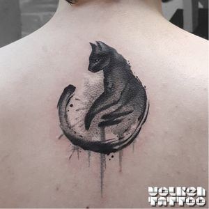 Cat tattoo by Volken #Volken #cat #watercolor #graphic #splash