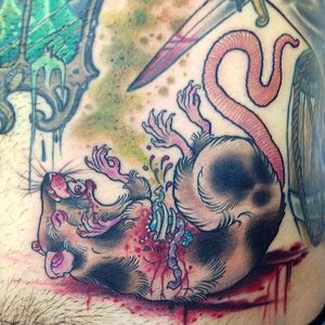 Rat Tattoo by Pommie Paul #rat #neotradtitional #animal #neotraditionalanimal #neotraditionalartist #PommiePaul