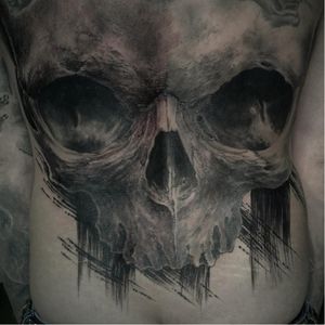 Badass skull tattoo by Nicko Metalink #NickoMetalink #blackandgrey #horror #skull