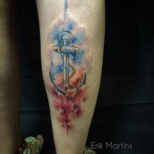 Por Erik Martins. #ErikMartins #ancoras #anchor #tatuadoresdobrasil #aquarela #watercolor #corda #rope #colorida #colorful