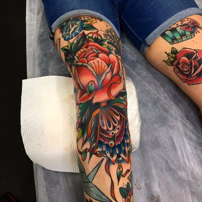 Wild rose by Kirk Jones #KirkJones #traditional #color #rose #flowers #pattern #ornamental #floral #mandala #filigree #leaves #tattoooftheday