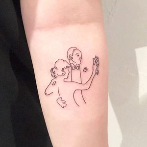 Dancing couple linework by Yonitattoo #yonitattoo #yonitattooer #linework #dancing #couple #love #fineline