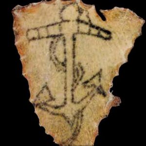 Centuries-old paper from Australia that depicts an anchor tattoo design. It's amazing Barnard was able to piece together this book given the condition of historical artifacts like this one. #Australia #convicts #history #SimonBarnard #tattoos