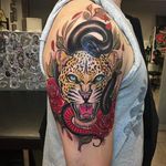 Cheetah vs Snake Half sleeve Tattoo by Sulhong @Sulhong_Tattooer #SulhongTattooer #Animal #Animaltattoo #SouthKorea #Korea #SulhongArt #Cheetah #Snake