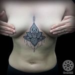 Sacred geometric underboob tattoo by Coen Mitchell. #CoenMitchell #sacredgeometric #sacredgeometry #underboob #lotus