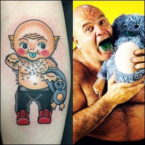 Hairy guys like George "The Animal" Steele suddenly appear more adorable in kewpie doll form. Tattoo by Shawn Patton. #wrestling #GeorgeSteele #GeorgeTheAnimalSteele #kewpie #kewpiedoll #ShawnPatton