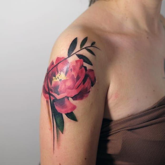Colour Peony Tattoo  Tattoo Abyss Montreal