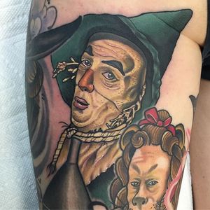 We love this portrait of the Scarecrow by Kyle Behr (IG-inkbehr). #color #CowardlyLion #KyleBehr #portraiture #Scarecrow #WizardofOz