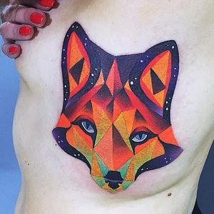 Fox Tattoo by Ilona Kochetkova #AbstractTattoo #GraphicTattoos #ModernTattoos #ColorfulTattoos #BirghtTattoos #Minsk #ModernTattooArtists #IlonaKochetkova
