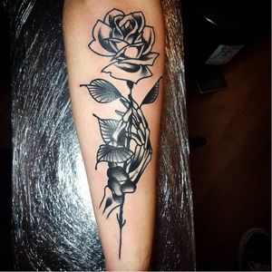 Black Flower Tattoo by Brad Ward #BradWard #blackflower #black #flower #rose