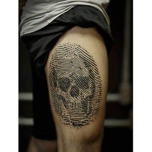 Finger print tattoo by Taiom #Taiom #graphic #conceptual #contemporary #skull #fingerprint
