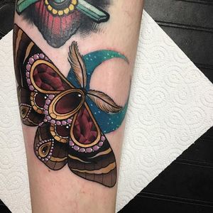 Moth Tattoo by Daryl Watson #moth #neotraditional #neotraditionalartist #contemporary #stylish #bold #DarylWatson