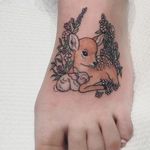 Fawn and bunny tattoo by Lauren Winzer. #Lauren Winzer #girly #deer #bunny #bambi #disney