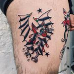 Bloody bat tattoo by Liam Alvy #liamalvy #neotraditional #oldschool #traditional #animal #thefamilybusiness #london #bat