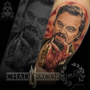 Calvin Candie Tattoo by Chad Jacob #DjangoUnchained #Tarantino #Movies #Portrait #ChadJacob