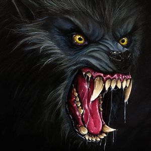 Incredible detail in this werewolf. Painting by Martin Darkside. #MartinDarkside #prettypieceofflesh #darkart #tattoedartist #UKpainter #pinupgirls #horror #oilpainting #bradford #werewolf
