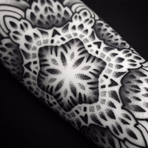 Radiating mandala by Noksi #Noksi #blackwork #dotwork #linework #pattern #ornamental #mandala #shapes #ornamental #tattoooftheday