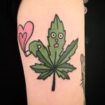 Pot Leaf Tattoo by Jiran @Jiran_Tattoo #Potleaf #Potleaftattoo #Weedtattoo #Weed #Cutetattoo #Neotraditional #JiranTattoo #Korea