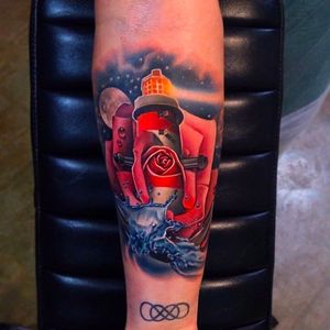 Lighthouse Rose Tattoo by Andrés Acosta @Acostattoo #AndrésAcosta #Acostattoo #Rose #Rosetattoo #Rosetattoos #Austin #Lighthouse