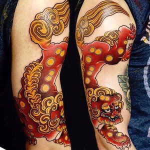 Foo Dog Tattoo by Damien Rodriguez #Japanesetattoo #Japanese #AsianTattoos #DamienRodriguez